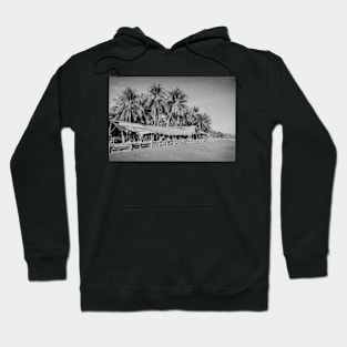 Palm Trees on Tropical Beach Shot on Black and White Film Hoodie